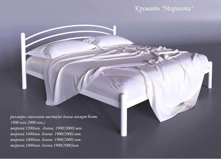 Металлическая полуторная кровать Тенеро Маранта 120х200 см белая TeneroMaranta_120х200 фото