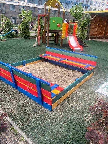 Детская песочница 200х200 см  SportBaby-30 с лавочками-крышкой  Песочница 30 фото