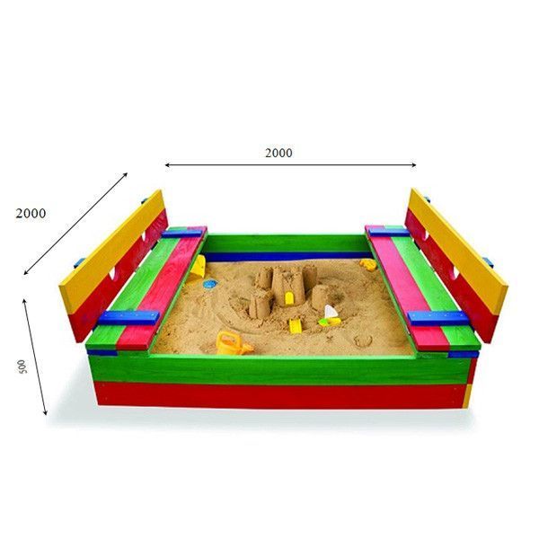 Детская песочница 200х200 см  SportBaby-30 с лавочками-крышкой  Песочница 30 фото