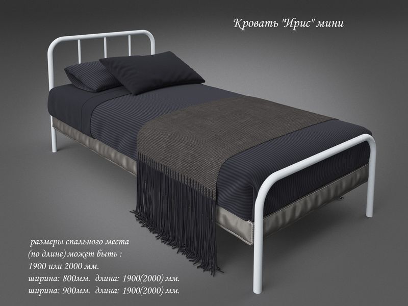 Кровать Ирис-мини 80х200 см металлическая одноместная белая Tenero-Iris_min фото
