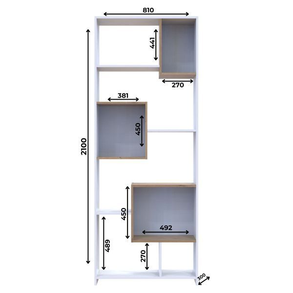 Етажерка висока BS-1 Doros 210х81 см дсп кольору білого+дуб-евок  Doros-41516039 фото