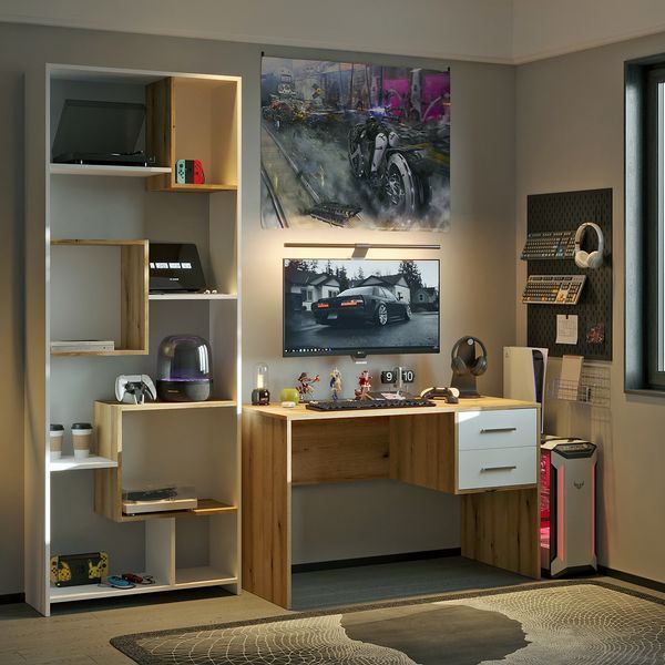 Етажерка висока BS-1 Doros 210х81 см дсп кольору білого+дуб-евок  Doros-41516039 фото