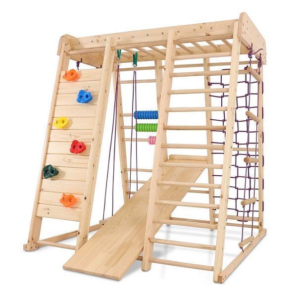 Детский спортуголок Акварелька-outdoor-2 высотой 150 см деревянный комплекс Sportbaby Акварелька- outdoor 2 фото
