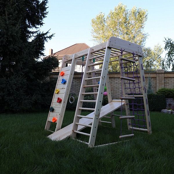 Детский спортуголок Акварелька-outdoor-2 высотой 150 см деревянный комплекс Sportbaby Акварелька- outdoor 2 фото
