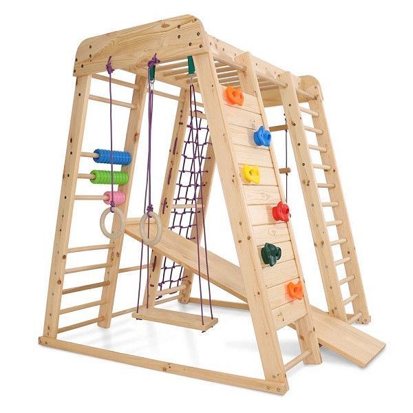 Детский спортуголок Акварелька-outdoor-2 высотой 150 см деревянный комплекс Sportbaby Акварелька- outdoor 2 фото
