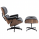 Крісло Релакс з отоманкою чорна шкіра з горіхом RELXRLBLWW фото 2