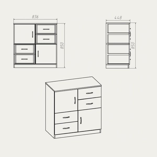 Комод 2+4 Компаніт 850x836x448 мм дсп яблуня 946217835 фото