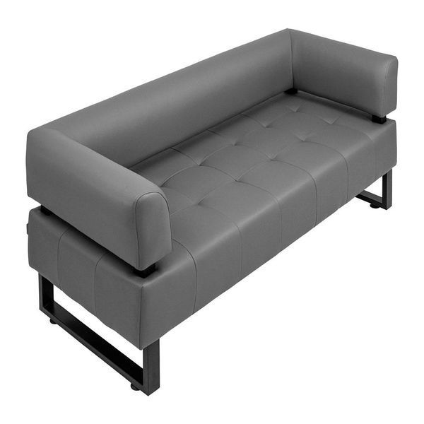 Диван Офіс-двійка на металокаркасі Richman 155х65 см сірий кожзам  Rich-Ofis_gray фото