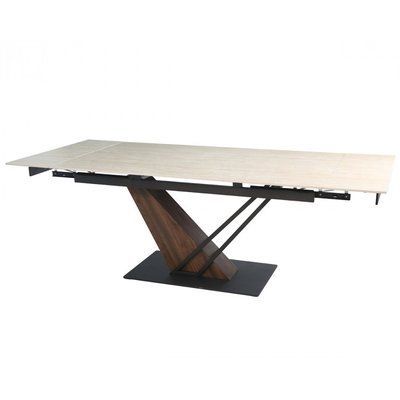 Стіл обідній Fernando Ceramic розсувний 160-220*90 травертин мат/темний горіх FERNANDO160TRDW-220 фото