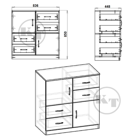 Комод 2+4 Компаніт 850x836x448 мм дсп бук Komod-2+4_buk фото