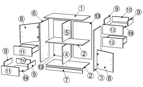 Комод 2+4 Компаніт 850x836x448 мм дсп бук Komod-2+4_buk фото