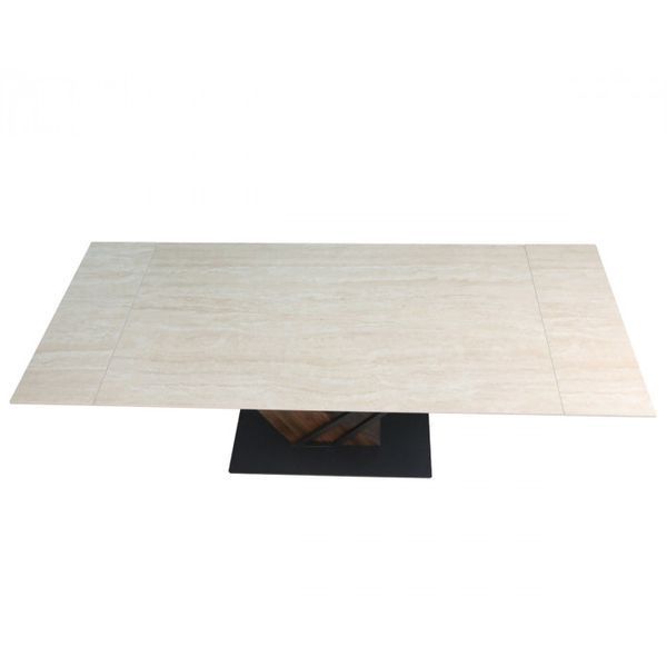 Стол FERNANDO CERAMIC 160(220)*90 травертин мат/темный орех FERNANDO160TRDW-220 фото
