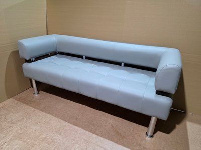 Офісний диван Тонус 160 см блакитний шкірзам на хром ніжках Sentenzo_Tonus-160 blau2 фото