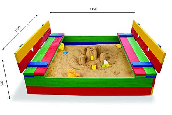 Дитяча пісочниця 145х145 см Sportbaby-11 з кришкою-лавками Sportbaby-11 фото