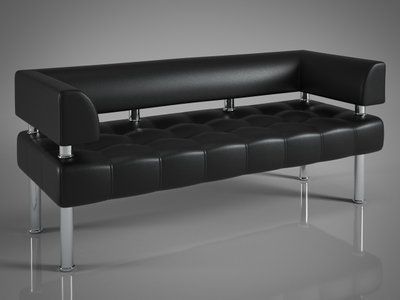 Диван офісний з підлокітниками 180х60 см Тонус Sentenzo чорний Tonus black-180 фото