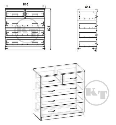Комод 2+3 Компаніт дсп дуб-сонома 5 ящиків для речей Komod_2+3_kraft фото