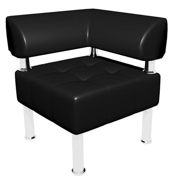Кутовий офісний диван Тонус Сентензо кожзам чорний Tonus ugl-black фото