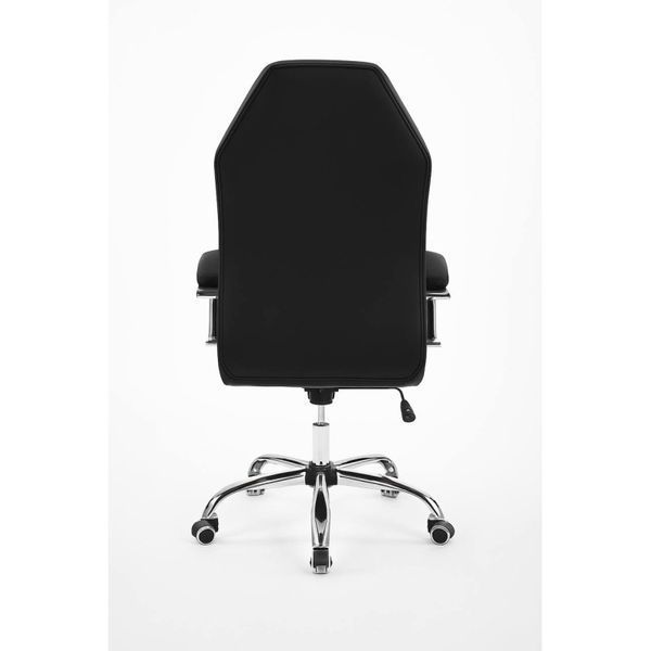 Кресло офисное Imperium black черный кожзам на хром колесиках E7504 фото
