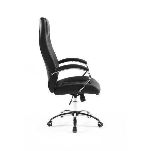 Кресло офисное Imperium black черный кожзам на хром колесиках E7504 фото