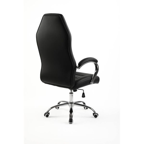 Кресло офисное Imperium black черный кожзам на хром колесиках E7504 фото