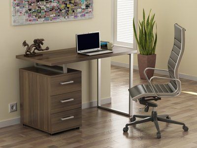 Письмовий стіл L-27 хром 120х60 см з тумбочкою лдсп горіх-модена Loft-Design_L27-gorih фото