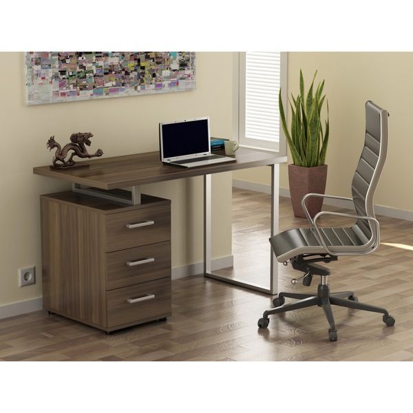 Письмовий стіл L-27 хром 120х60 см з тумбочкою лдсп горіх-модена Loft-Design_L27-gorih фото