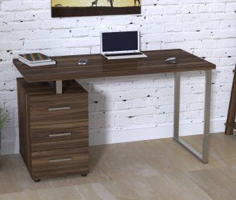 Cтіл офісний з тумбою L-27-max 135х65х75 см горіх хром Loft-design_L27-MAX__gorih фото