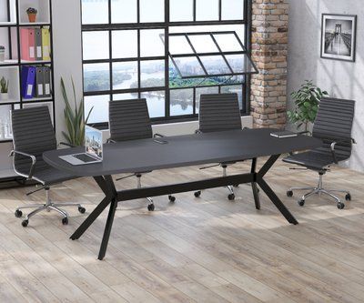 Овальний стіл для переговорів Академія 240х100 см дсп антрацит Loft-Design_Akademiya_antrazit фото