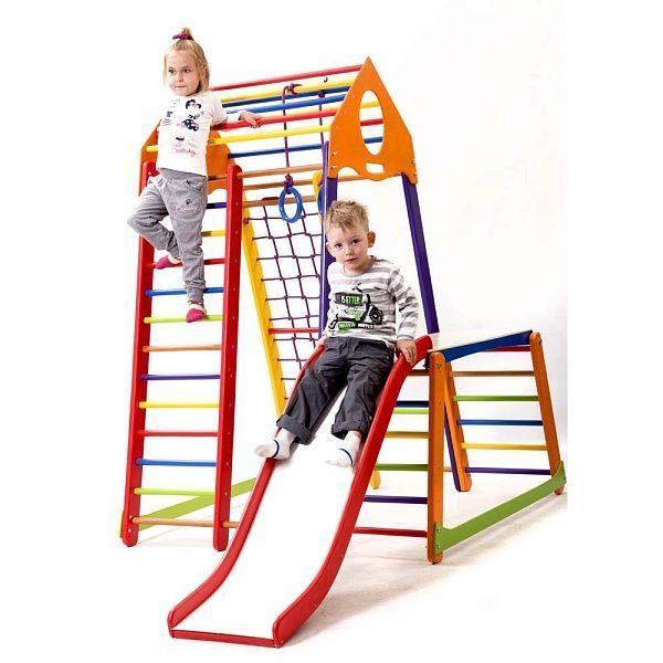 Спортуголок детский BambinoWood Color Plus 1-1 высотой 170 см для дома BambinoWood ColPlus 1-1 фото