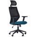 Крісло офісне сітчасте з підголовником АМФ Lead аэро чорне-бірюзове 296677 фото 1