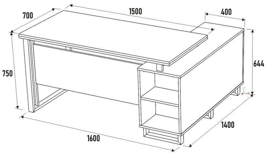 Письменный стол Нотариус угловой 160х140 см с тумбой дсп белого цвета Loft-design_Notarius_white фото