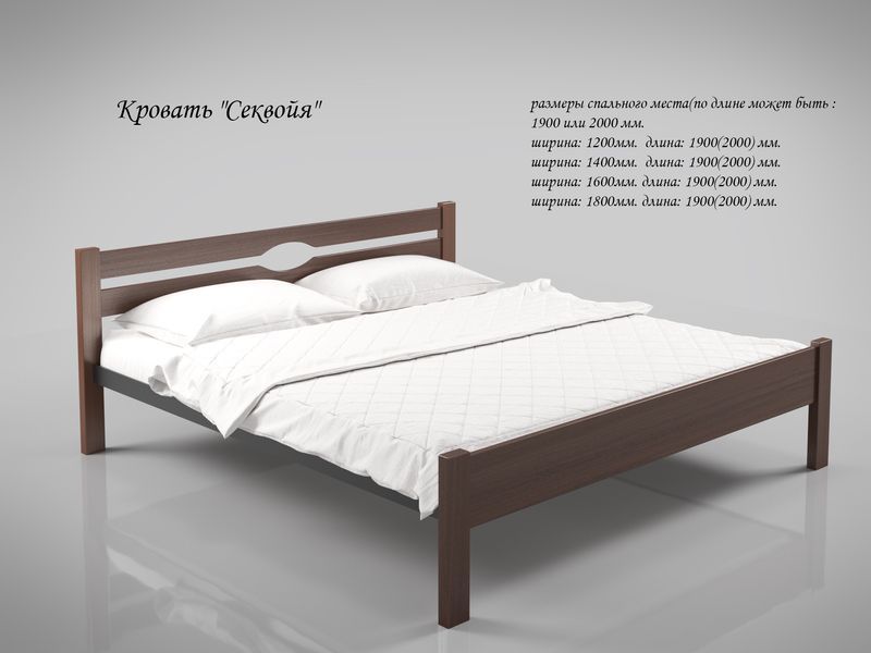 Двуспальная кровать Секвоя Тенеро 160х200 см деревянная з металлическим каркасом Sekvoya_160х200 фото