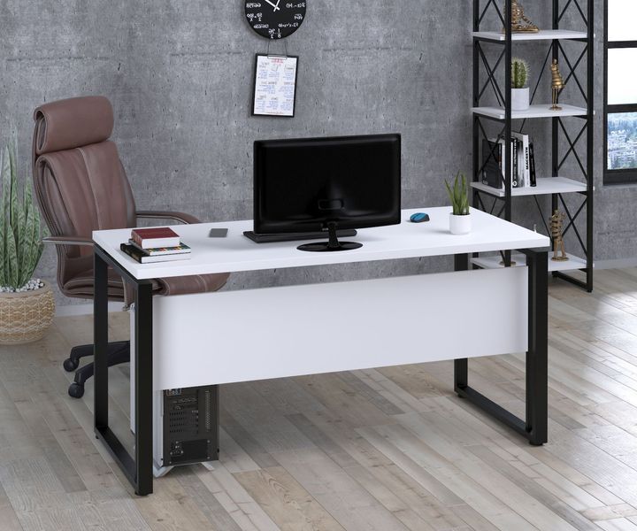 Письмовий стіл G-160х70 з царгою дсп білого кольору Loft-design_G-160-18_white фото