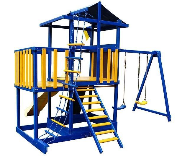 Дитячий майданчик Babyland-11 ігровий комплекс SportBaby дворівневий дерев'яний з гіркою та гойдалками Babyland-11 фото
