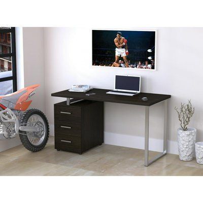 Стіл офісний з тумбою L-27-max 135х65х75 см венге хром  Loft-design_L27-MAX_venge фото