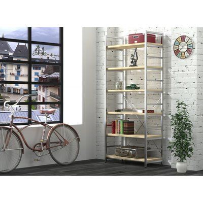 Високий стелаж офісний L-190 new метал+лдсп дуб борас 053739-LD_oreh-modena фото