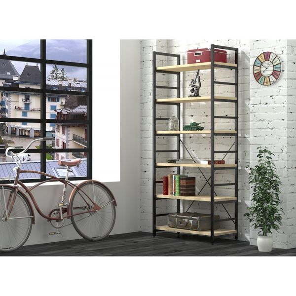 Високий стелаж офісний L-190 new метал+лдсп дуб борас 053739-LD_oreh-modena фото
