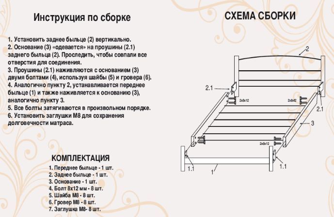 Односпальная кровать металлическая Амис-мини 80х190 см белая Tenero_Amis-mini_80х190 фото